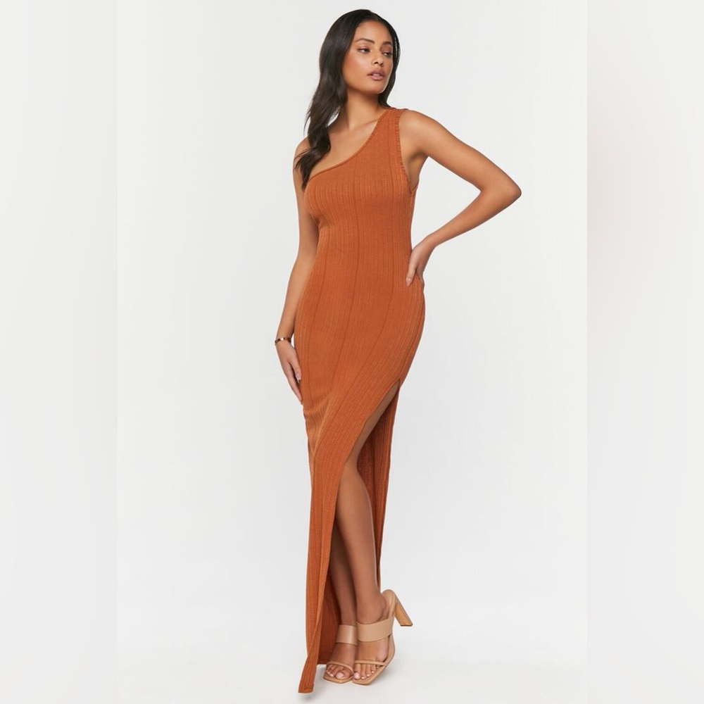 Burnt Orange One Shoulder Maxi Dress